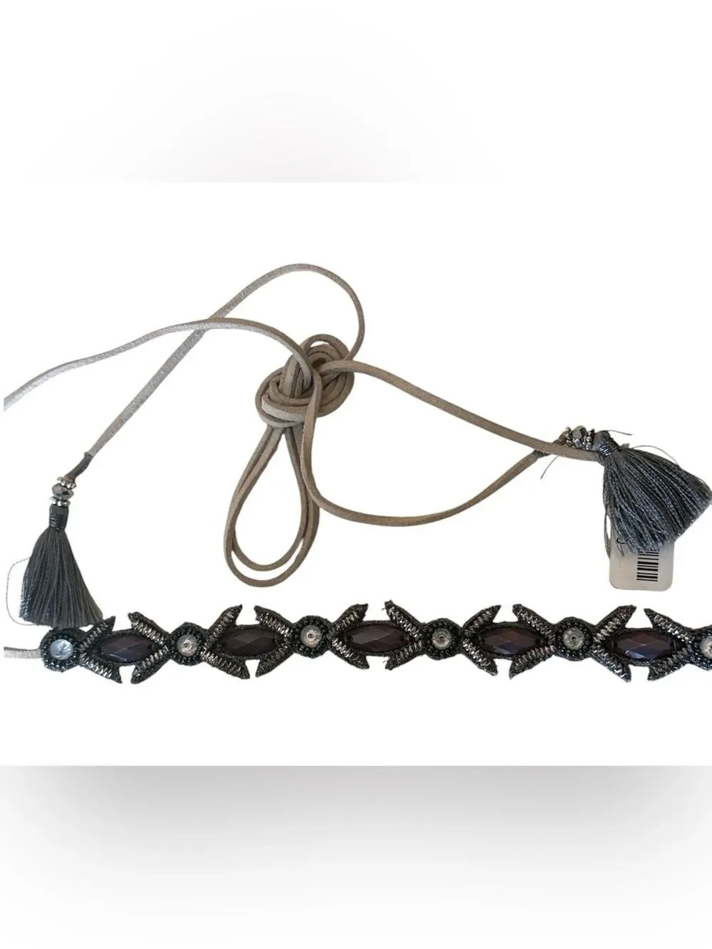 Anthropologie Beaded Grey Tassel Women’s Headband!